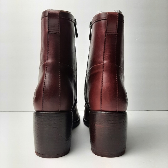 Patricia Nash Sicily Leather Heeled Boots Merlot Lace Up Zipper Size 8.5 - Picture 4 of 6